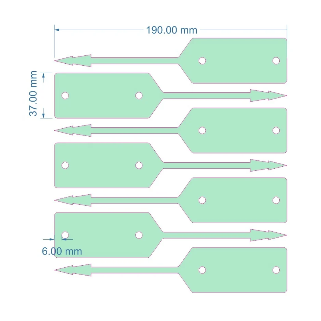 Sleufetiketten 190x37mm PES, Groen
