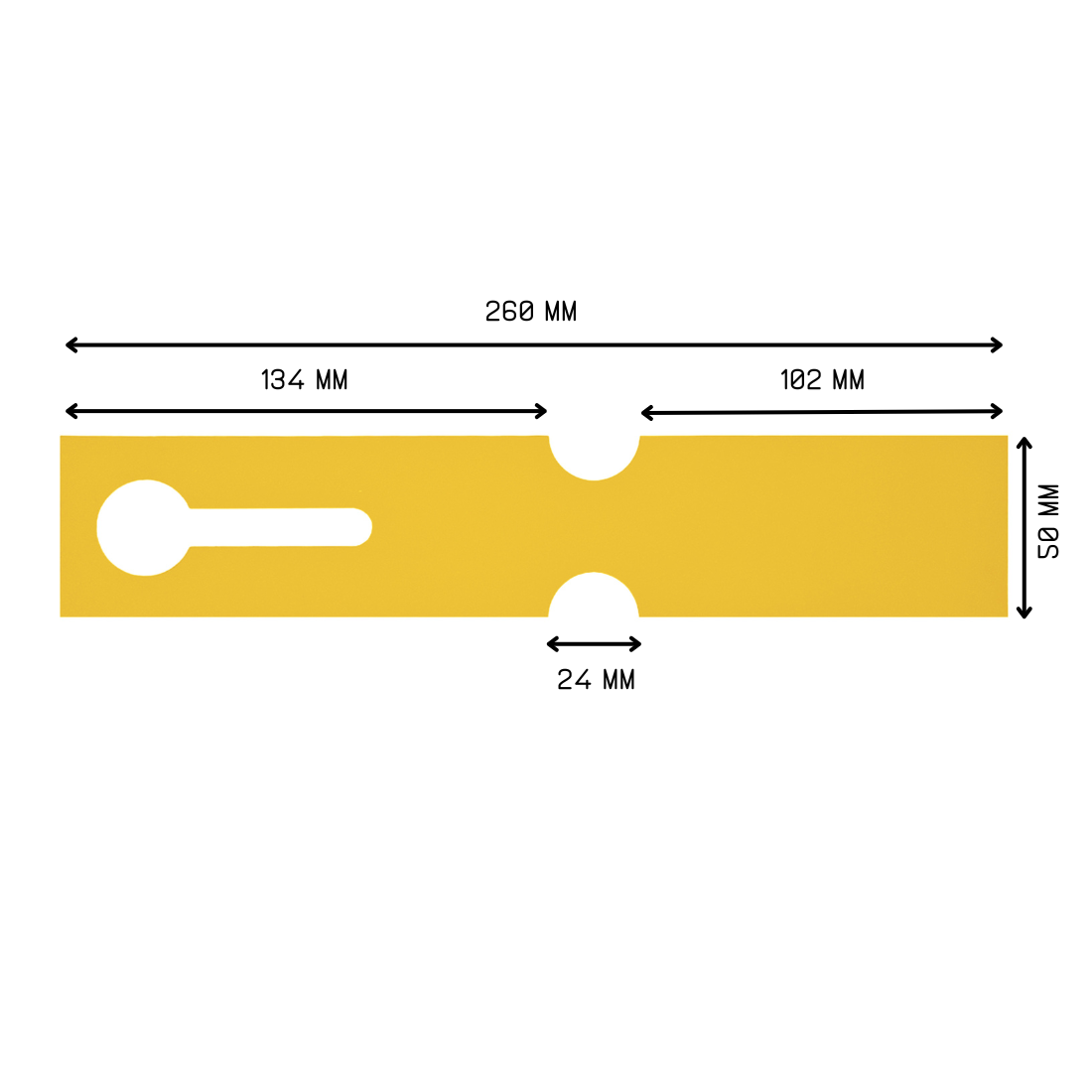 Sleufetiketten 260x50mm HDPE, Geel
