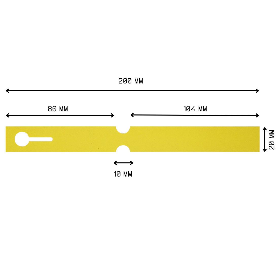 Sleufetiketten 200x20mm PVC, Geel