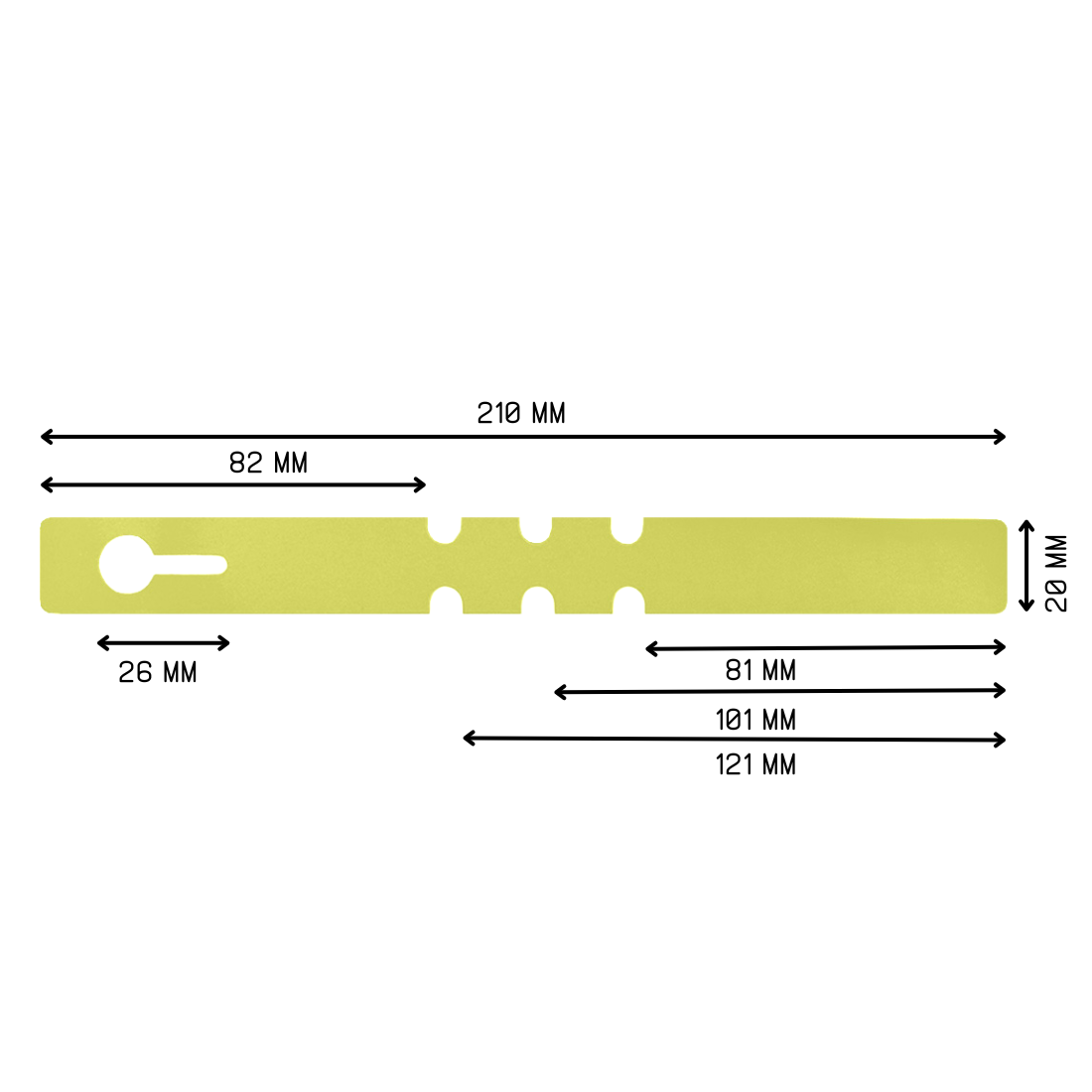 Schlaufenetiketten 210x20mm PVC, Gelb