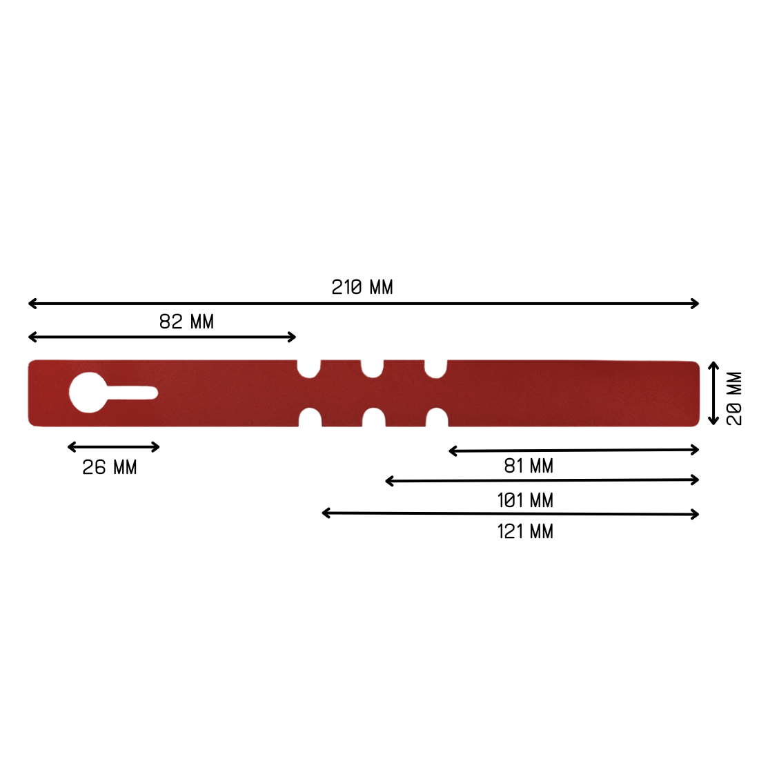 Sleufetiketten 210x20mm PVC, Rood