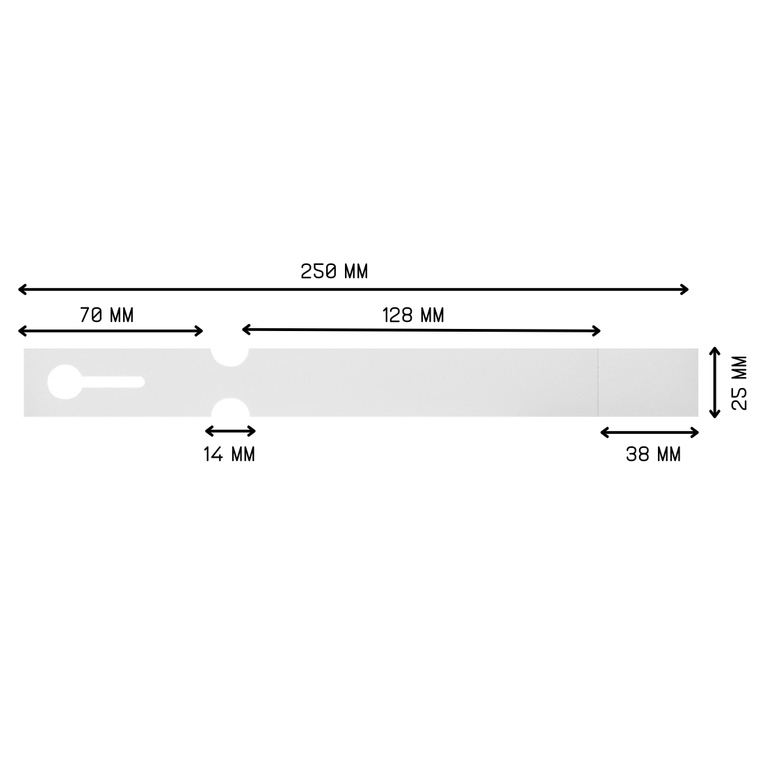 Sleufetiketten 250x25mm PET, Wit