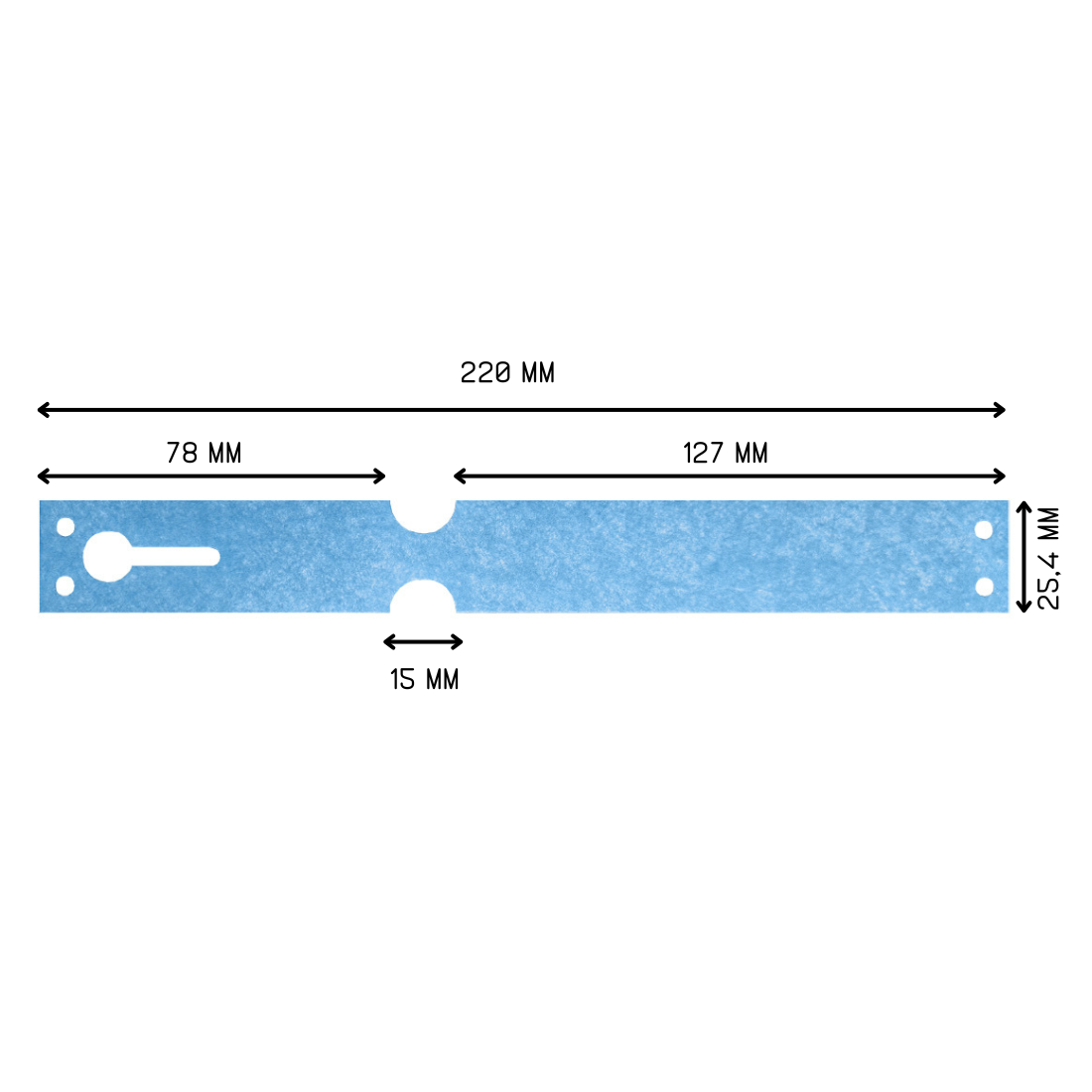 Sleufetiketten 220x25,4mm Tyvek, Blauw