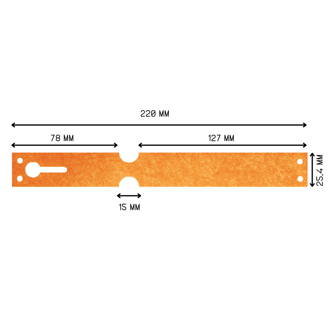 Sleufetiketten 220x25,4mm Tyvek, Oranje