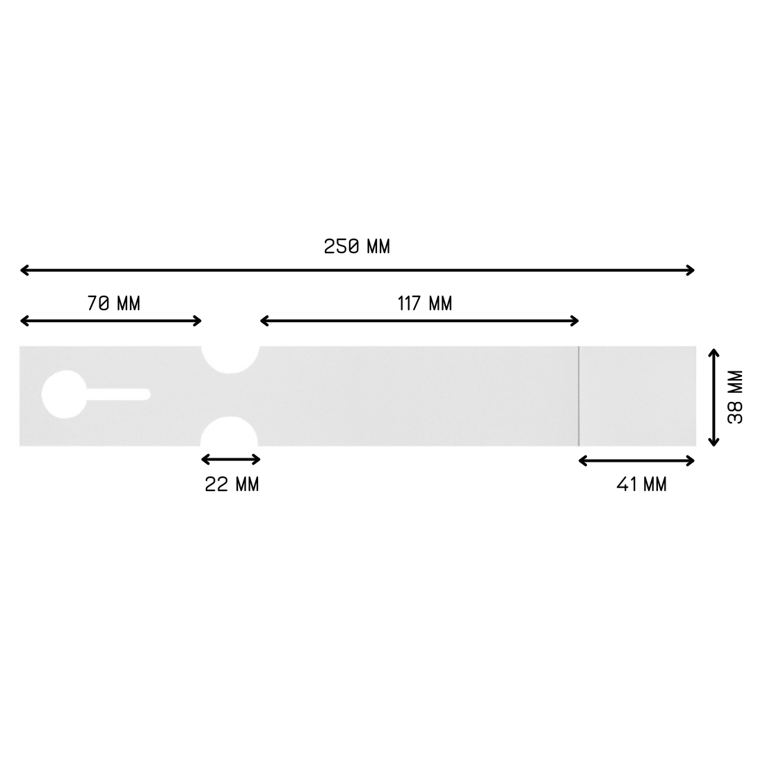 Sleufetiketten 250x38mm PET, Wit