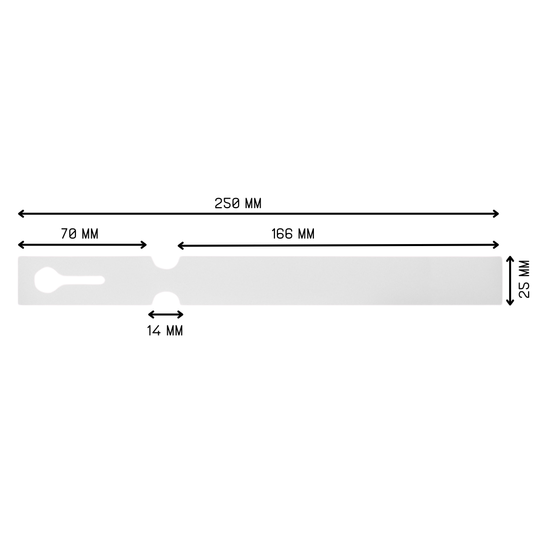 Sleufetiketten 250x25mm PET, Wit
