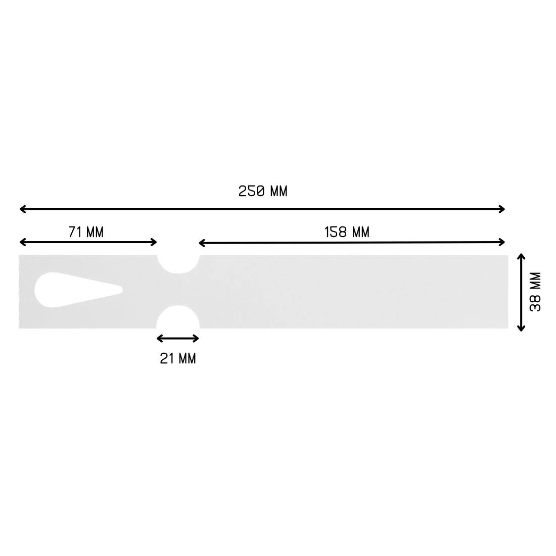Sleufetiketten 250x38mm PET, Wit