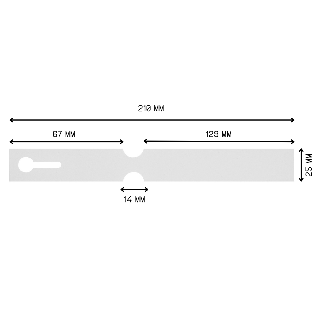 Sleufetiketten 210x25mm PET, Wit