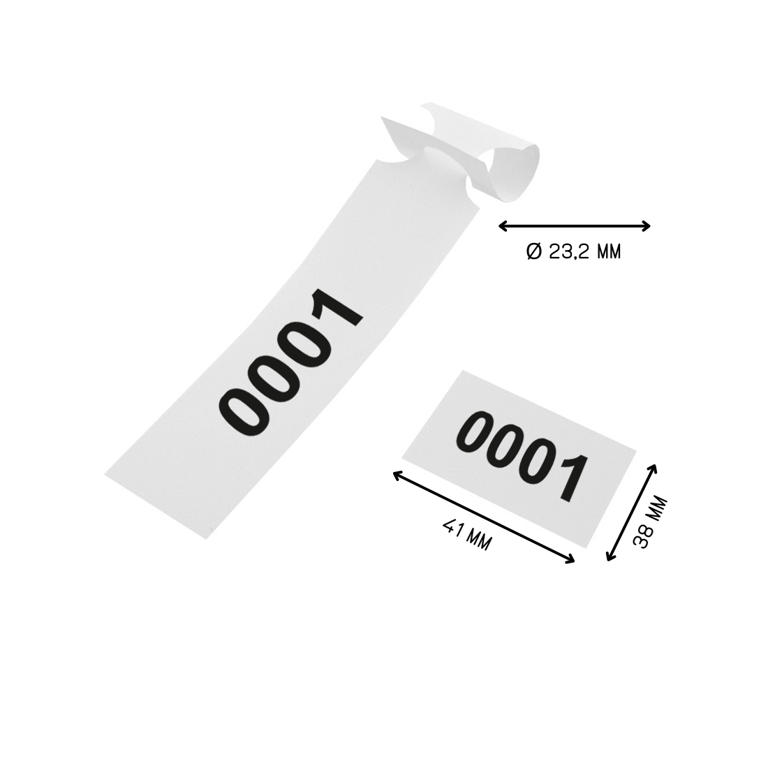 Schlaufenetiketten 250x38mm PET - Nummeriert, Weiß