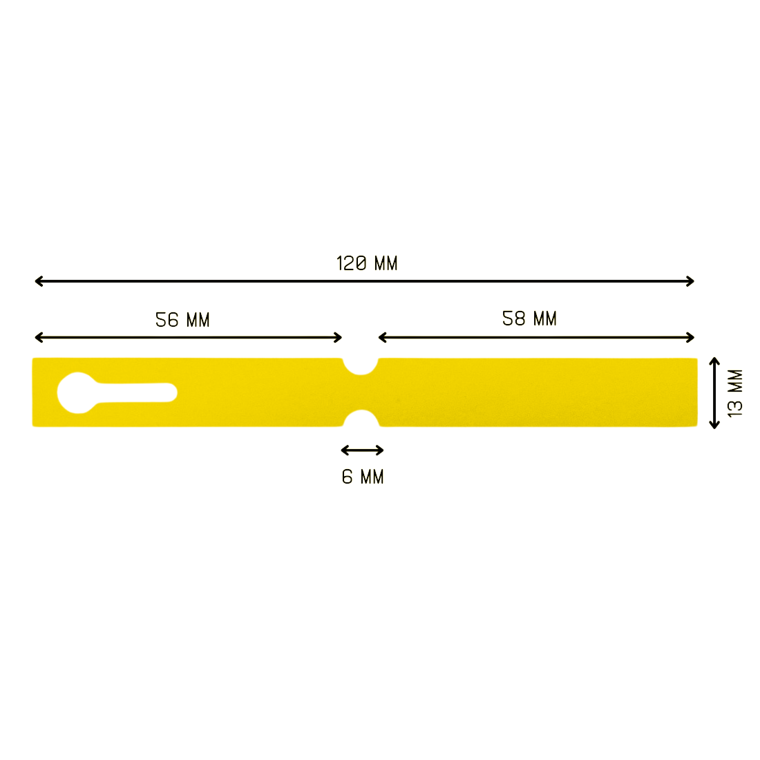 Sleufetiketten 120x13mm PVC, Geel