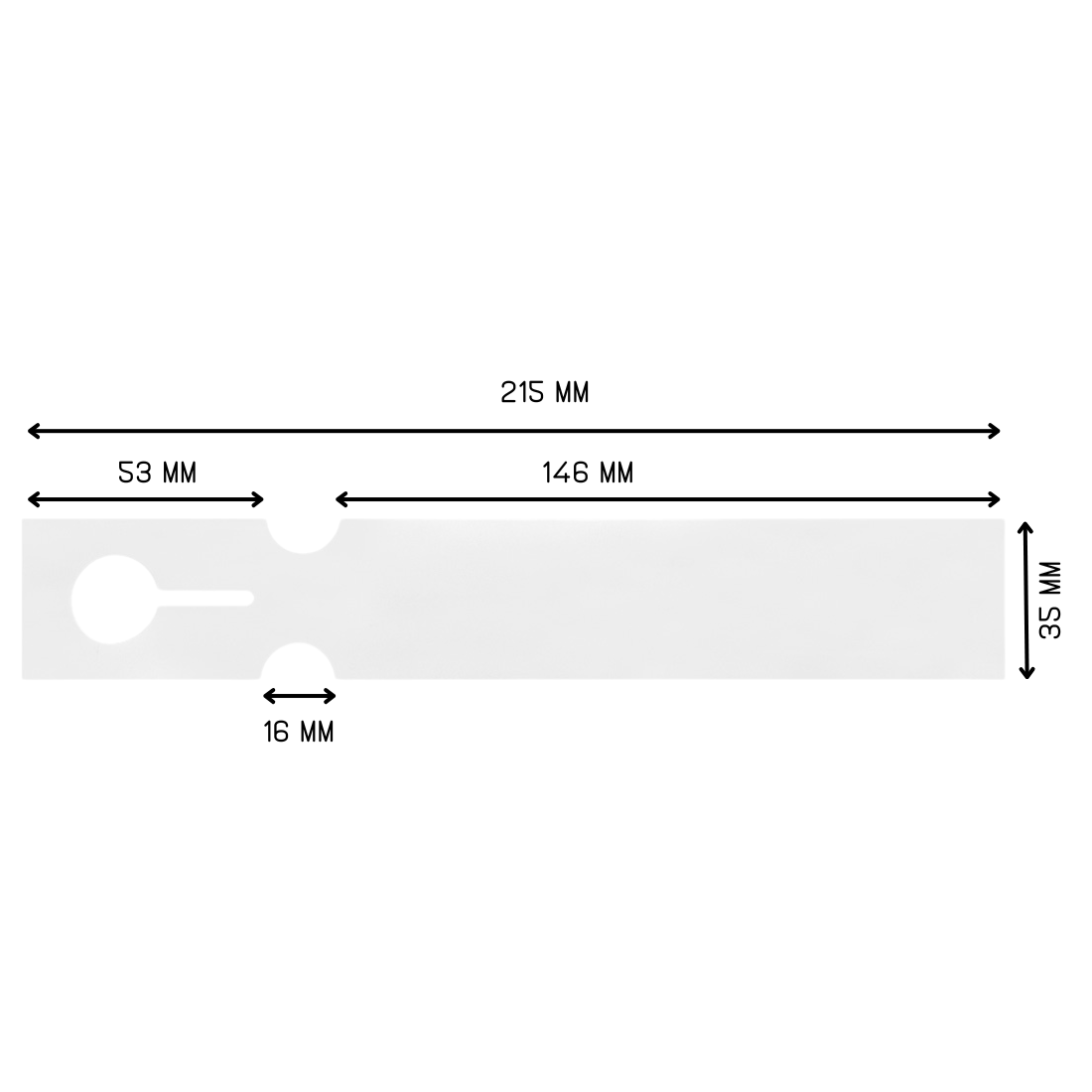 Sleufetiketten 215x35mm HDPE, Wit