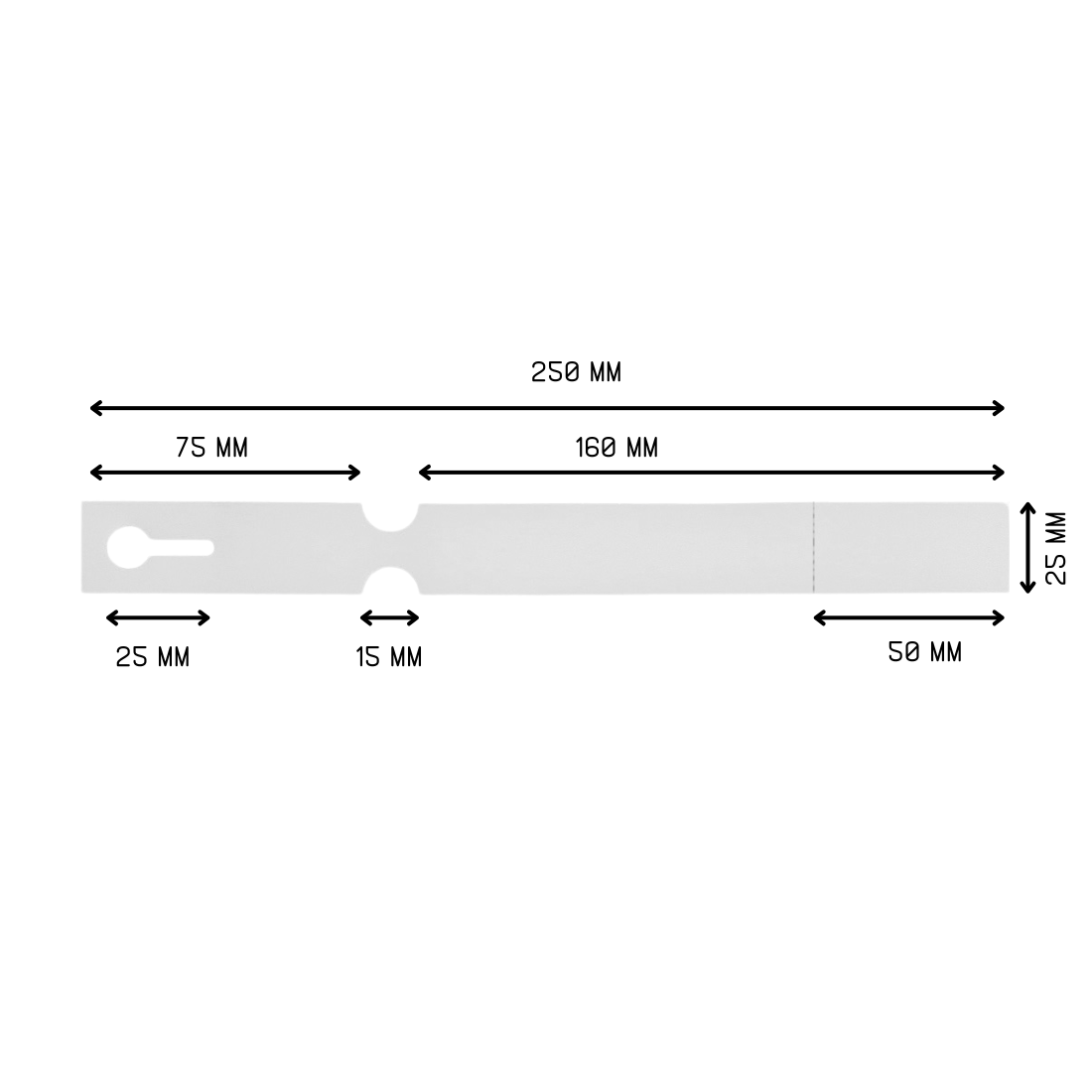 Schlaufenetiketten 250 x 25mm HDPE