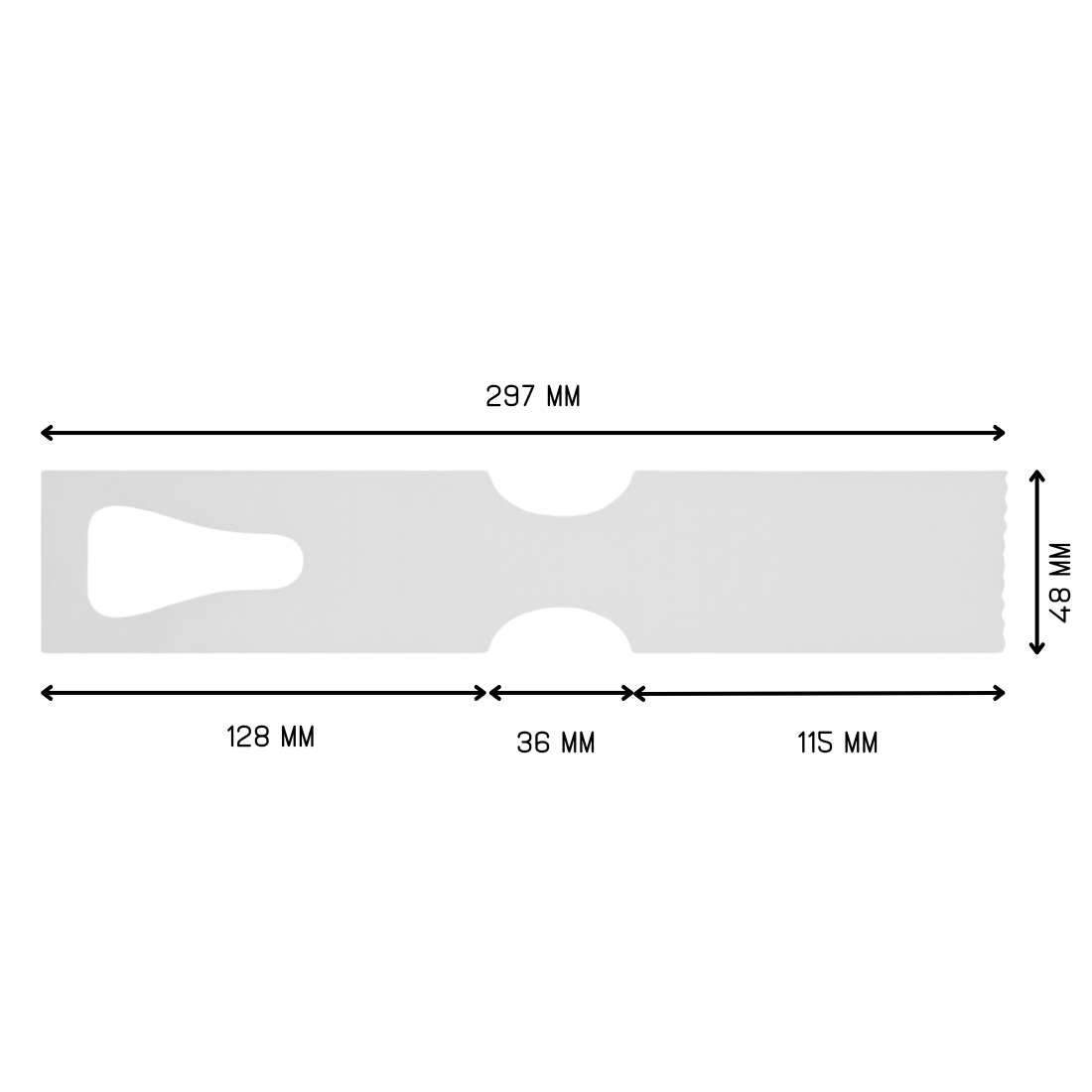 Sleufetiketten 297x48mm HDPE, Wit