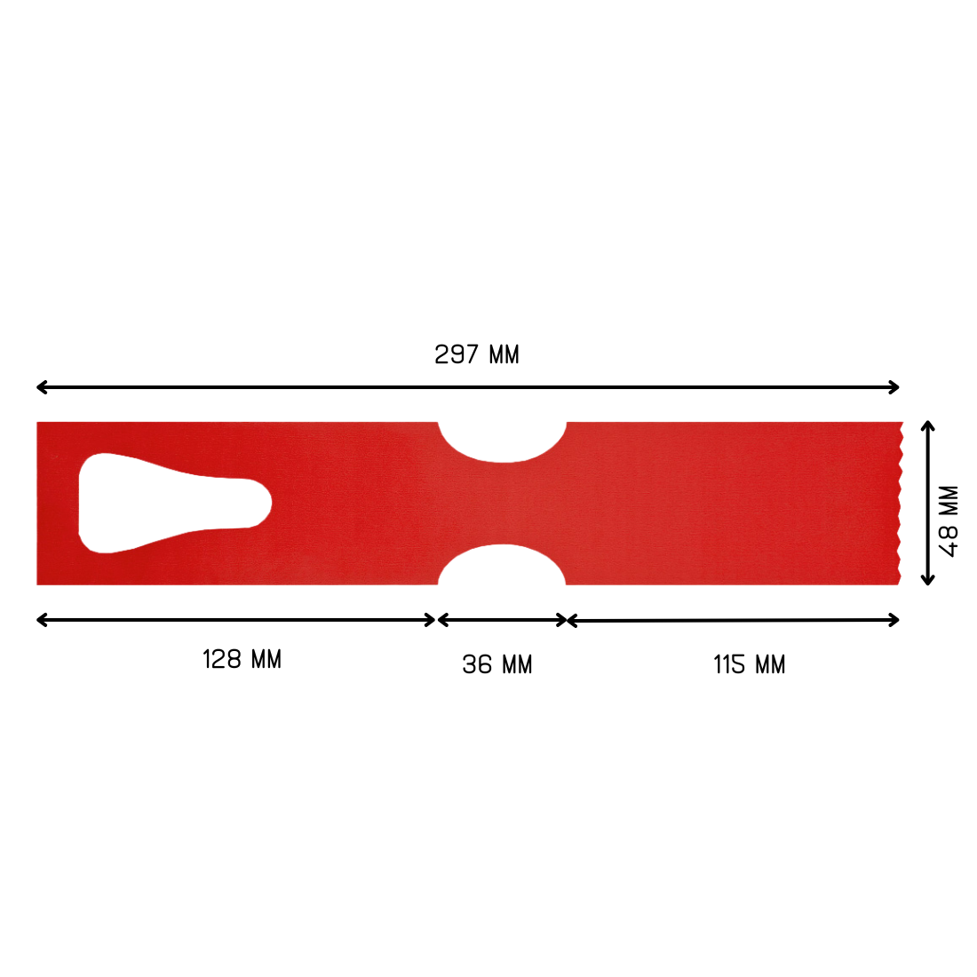 Sleufetiketten 297x48mm HDPE, Rood