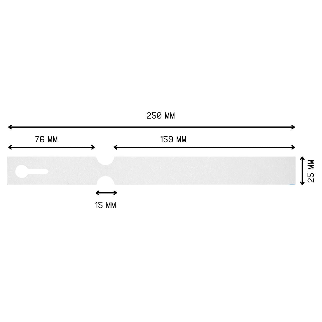 Sleufetiketten 250x25mm Tyvek, Wit
