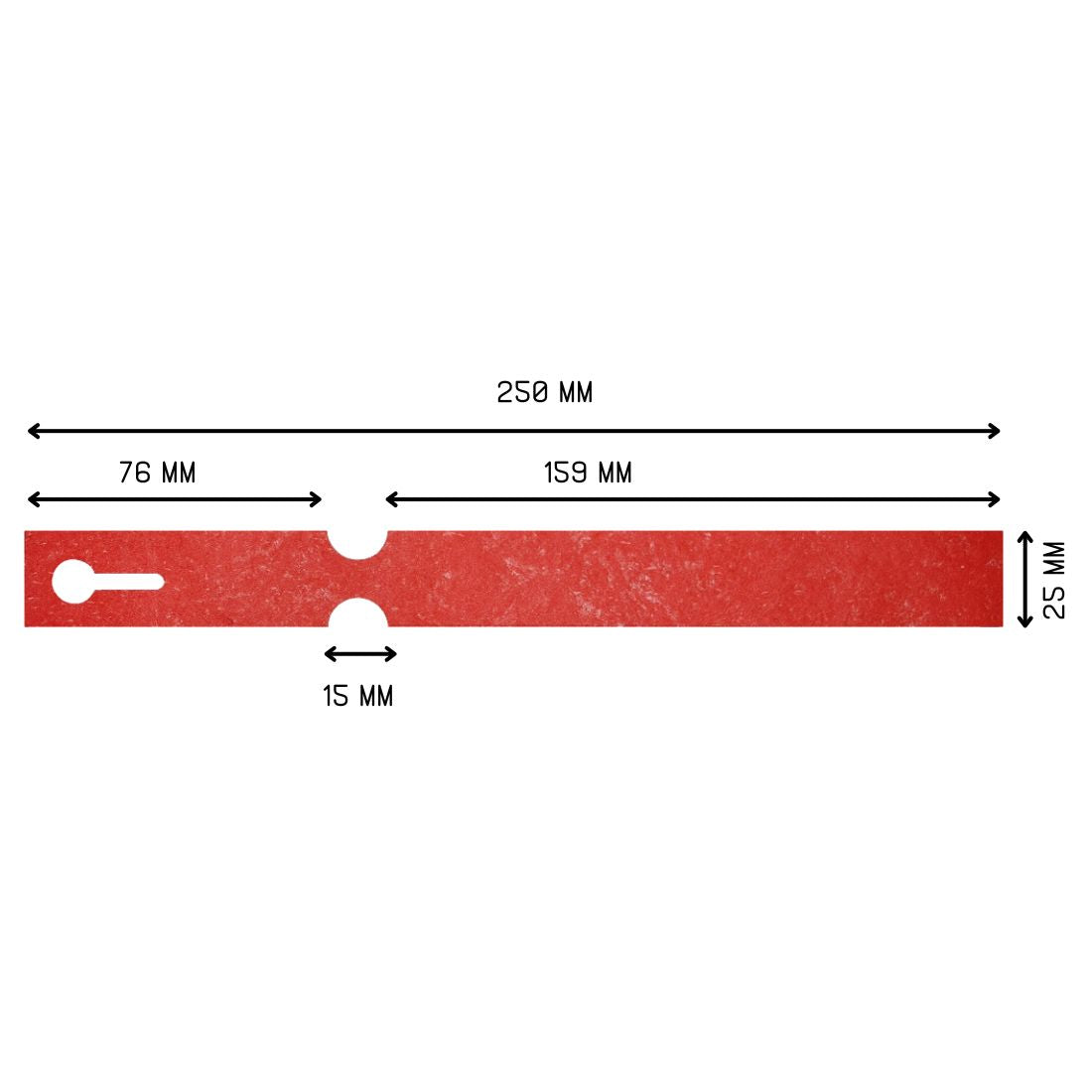 Sleufetiketten 250x25mm Tyvek, Rood