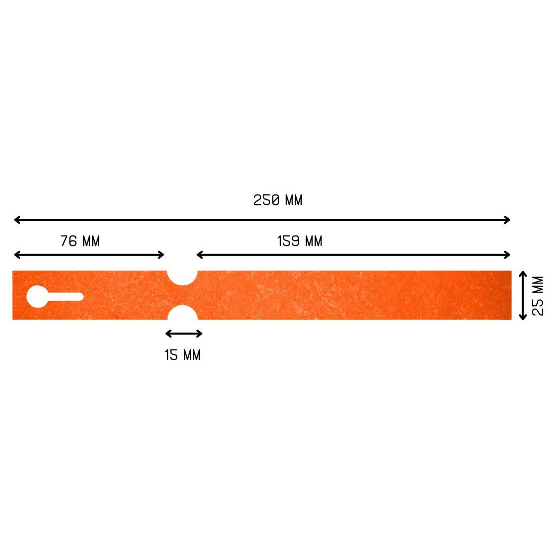 Sleufetiketten 250x25mm Tyvek, Oranje