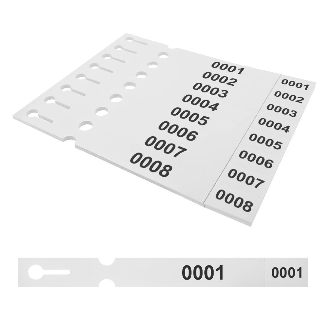 Sleufetiketten 250x25mm PET - Genummerd, Wit