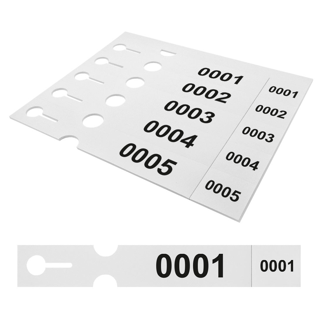 Sleufetiketten 250x38mm PET - Genummerd, Wit