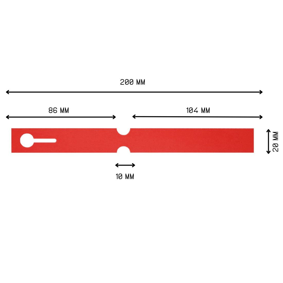 Sleufetiketten 200x20mm PVC, Rood