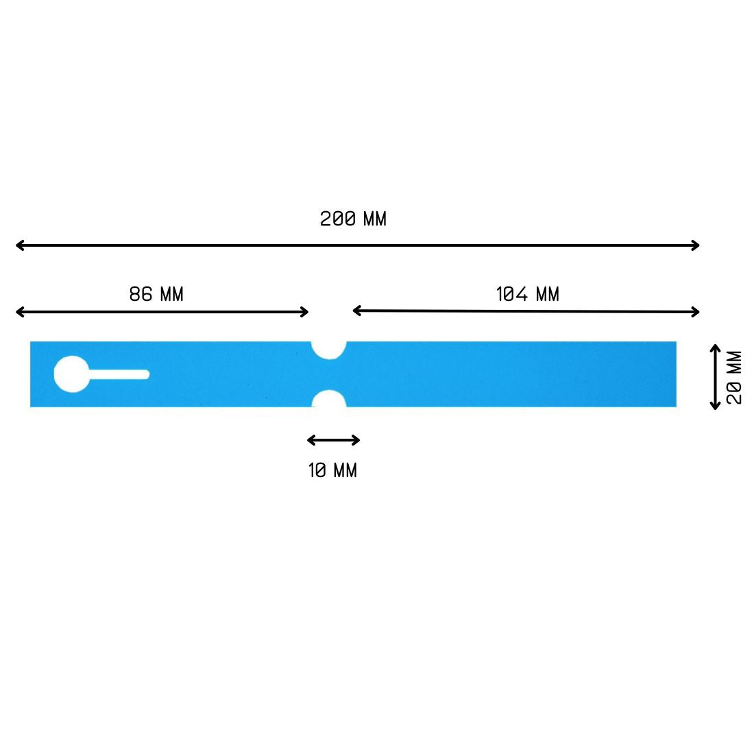Sleufetiketten 200x20mm PVC, Blauw