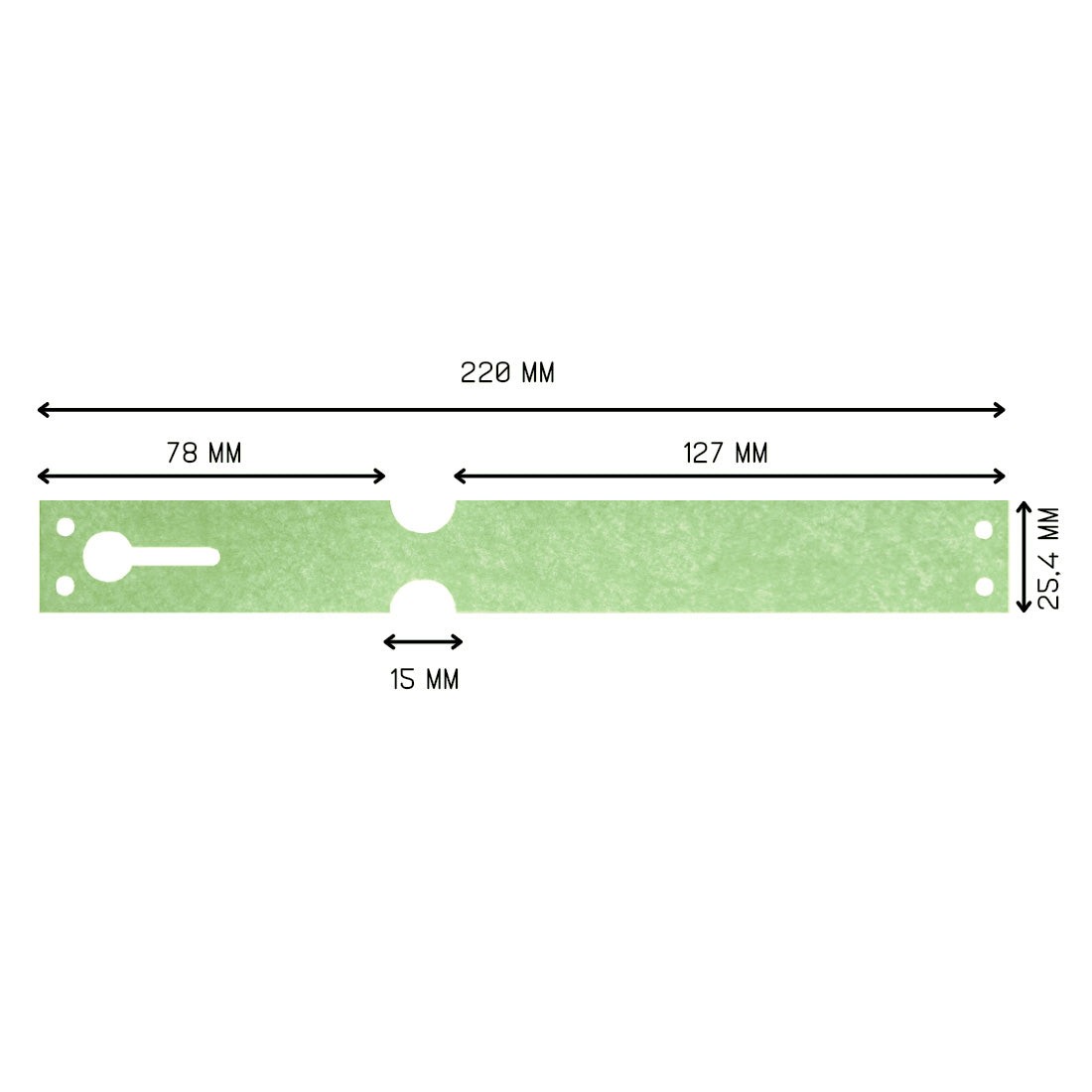 Sleufetiketten 220x25,4mm Tyvek, Groen
