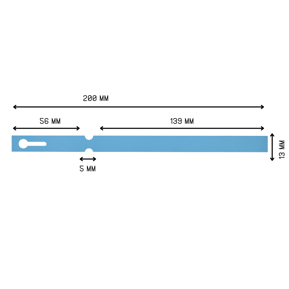 Sleufetiketten 200x13mm PVC, Blauw