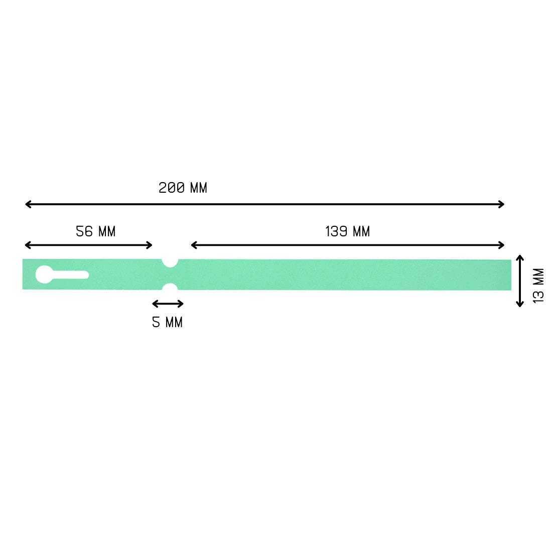 Sleufetiketten 200x13mm PVC, Groen