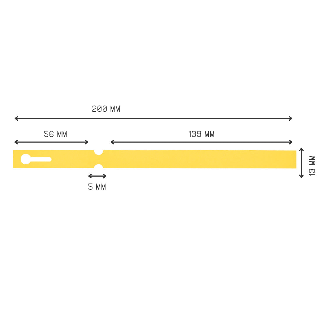 Sleufetiketten 200x13mm PVC, Geel