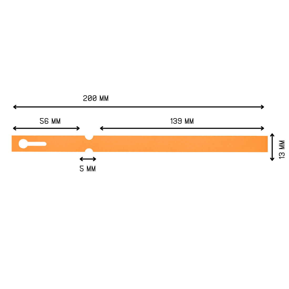 Sleufetiketten 200x13mm PVC, Oranje