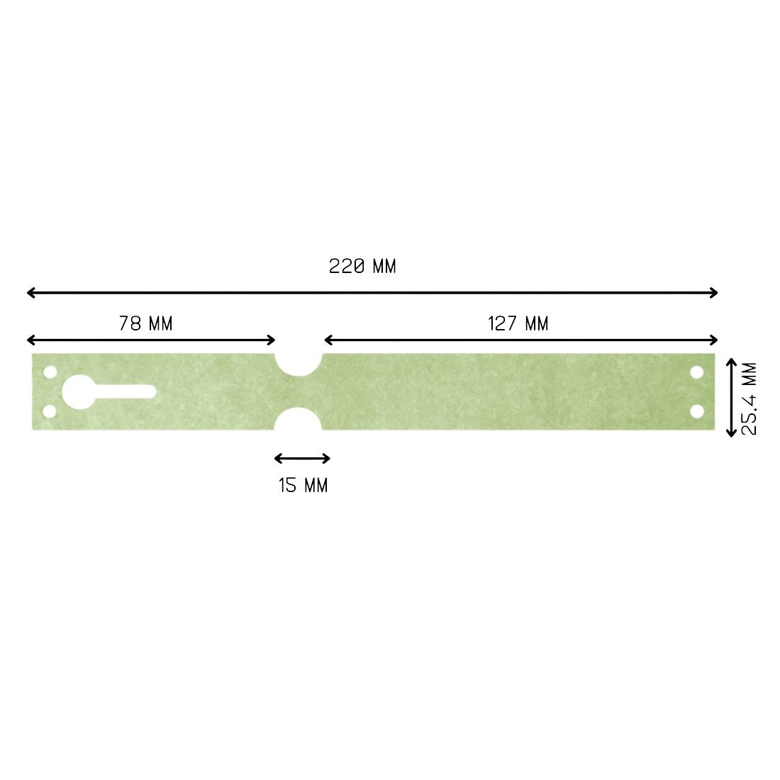 Sleufetiketten 220x25,4mm Tyvek, Groen