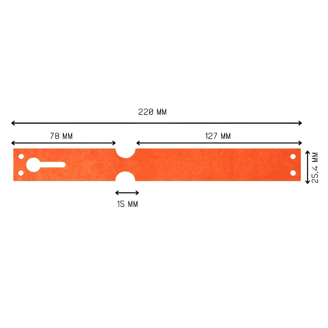 Sleufetiketten 220x25,4mm Tyvek, Oranje
