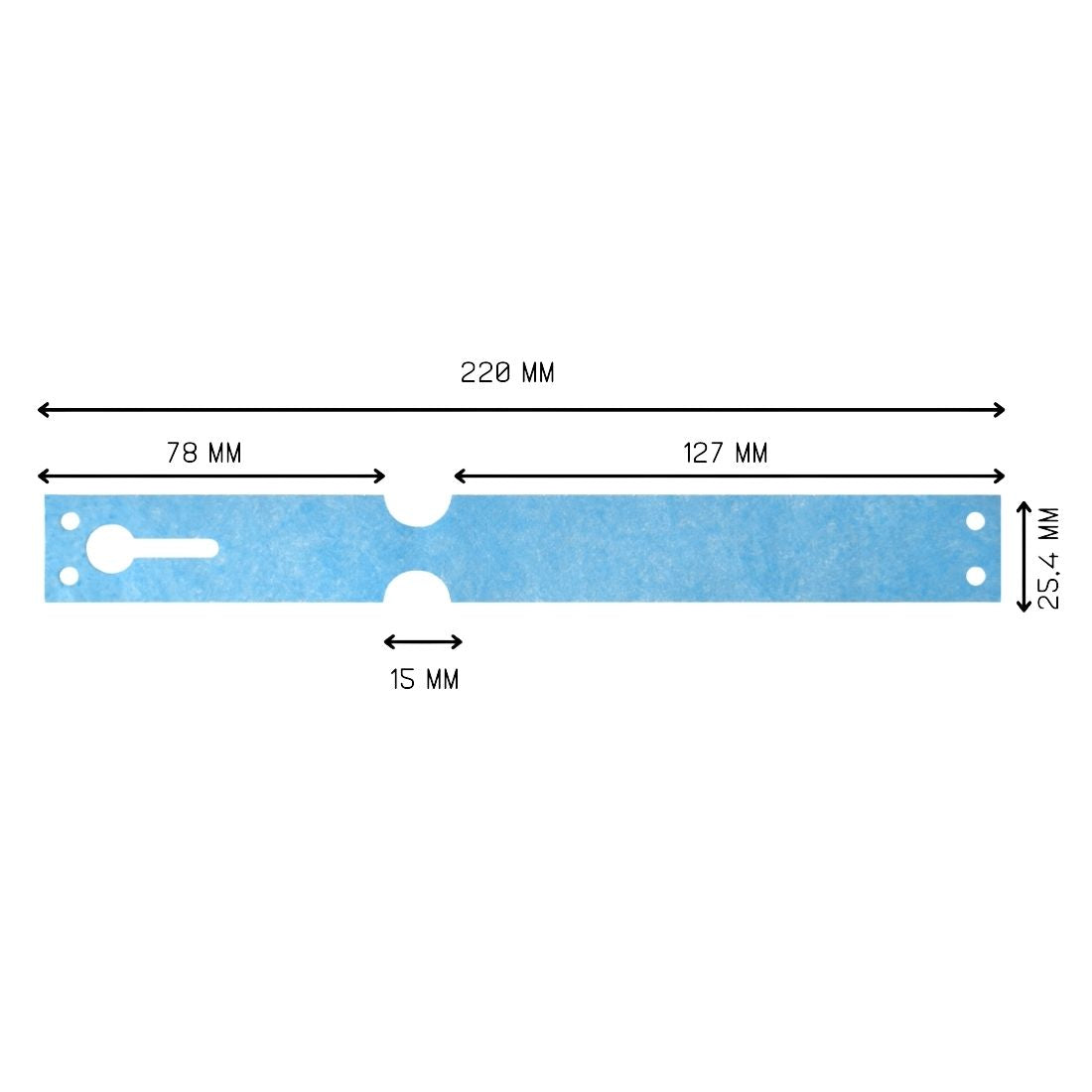 Sleufetiketten 220x25,4mm Tyvek, Blauw