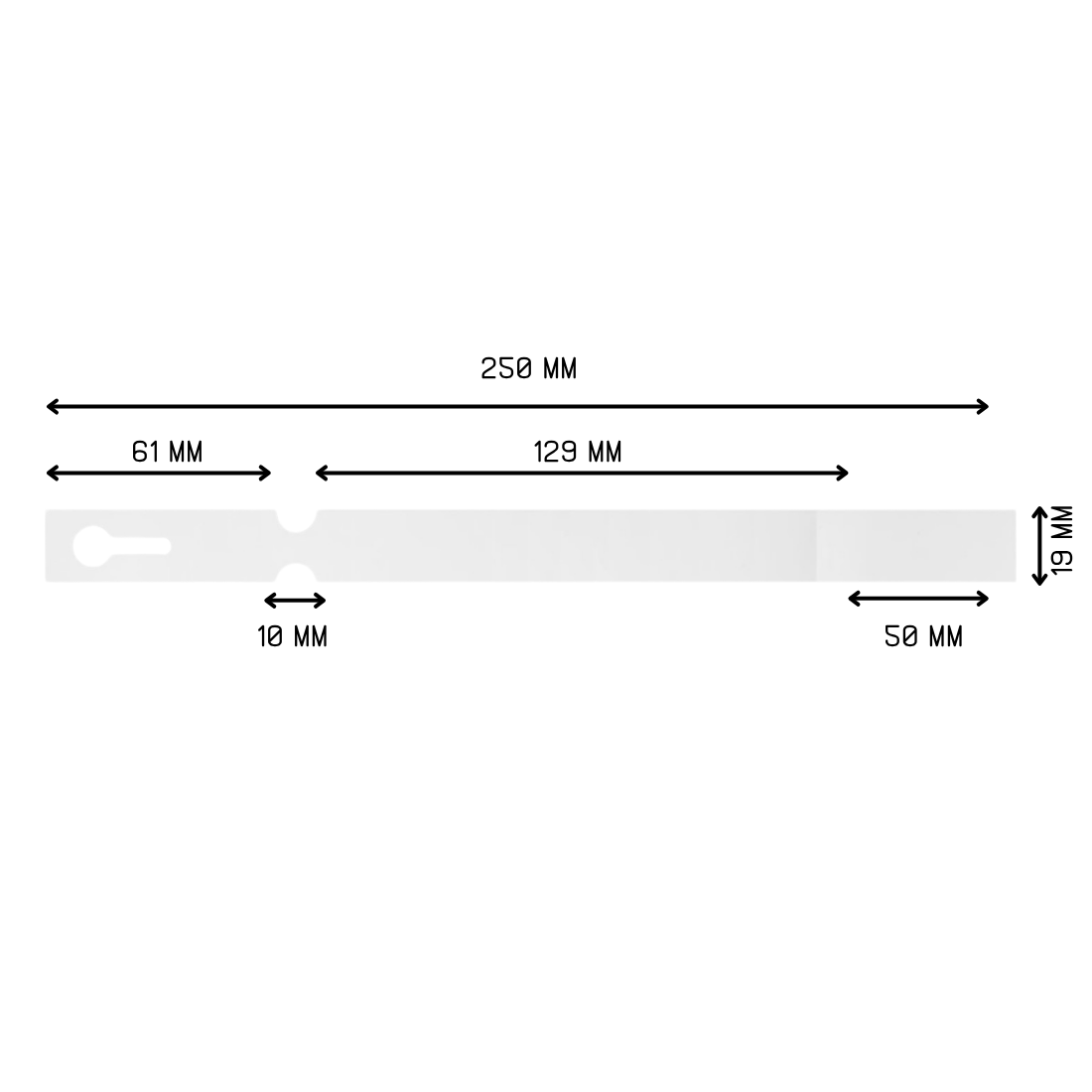 Étiquettes à boucle 250x19,1mm PET, Blanc