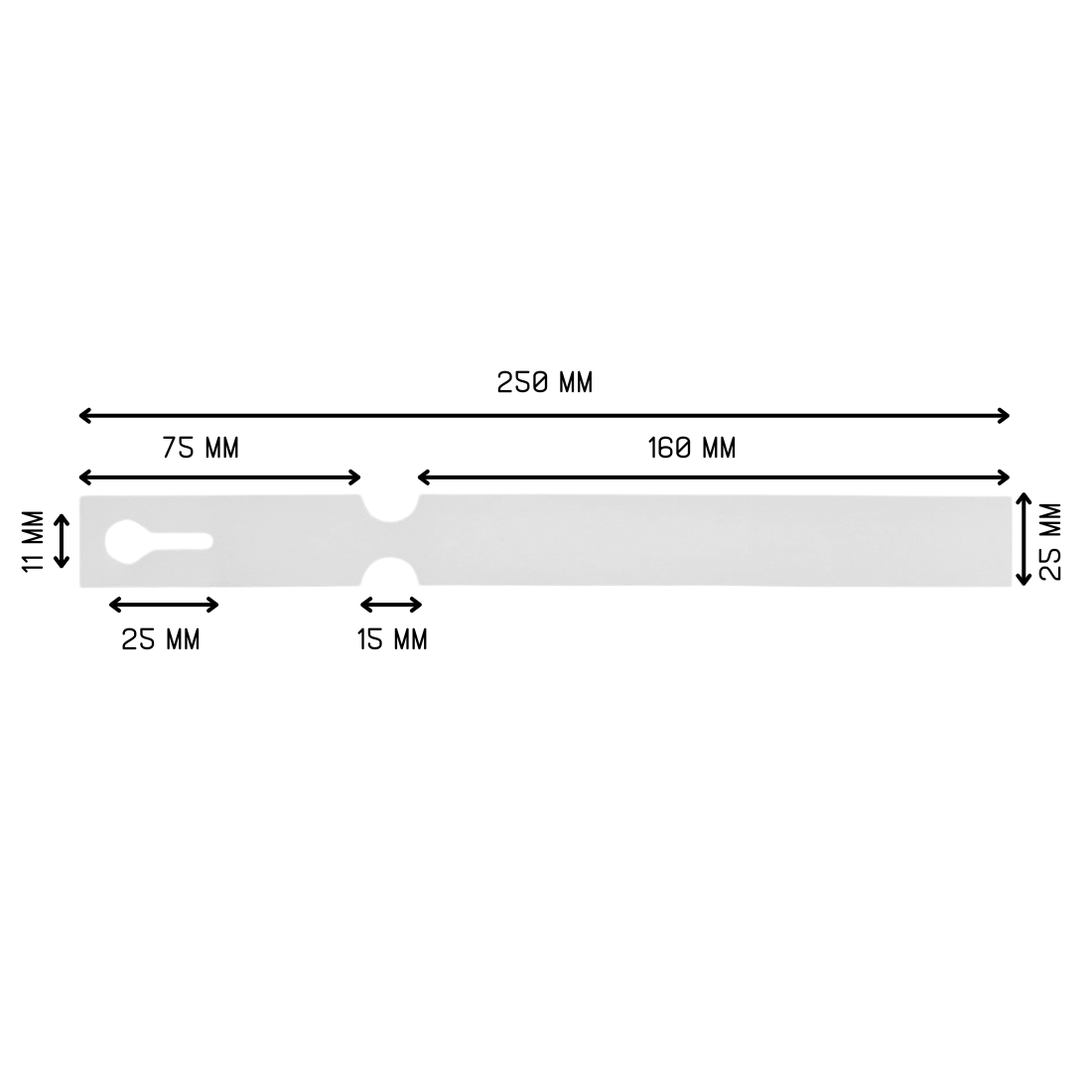 Schlaufenetiketten 250x25mm HDPE 150 µ